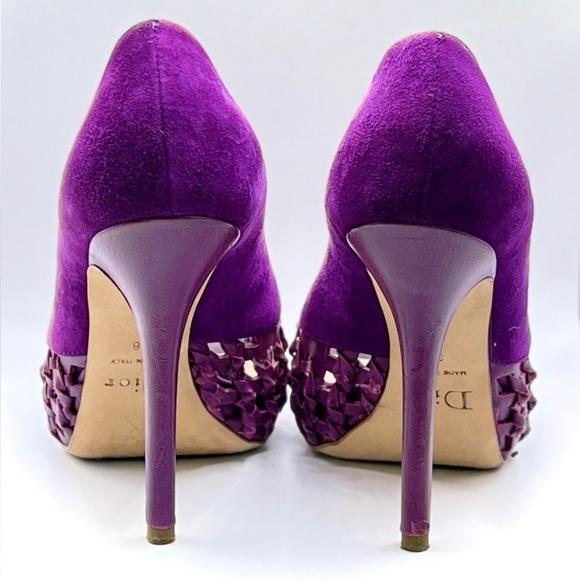 Christian Dior | Purple Suede & Leather Peep-Toe Cutout Stiletto Heels - Picture 9 of 16